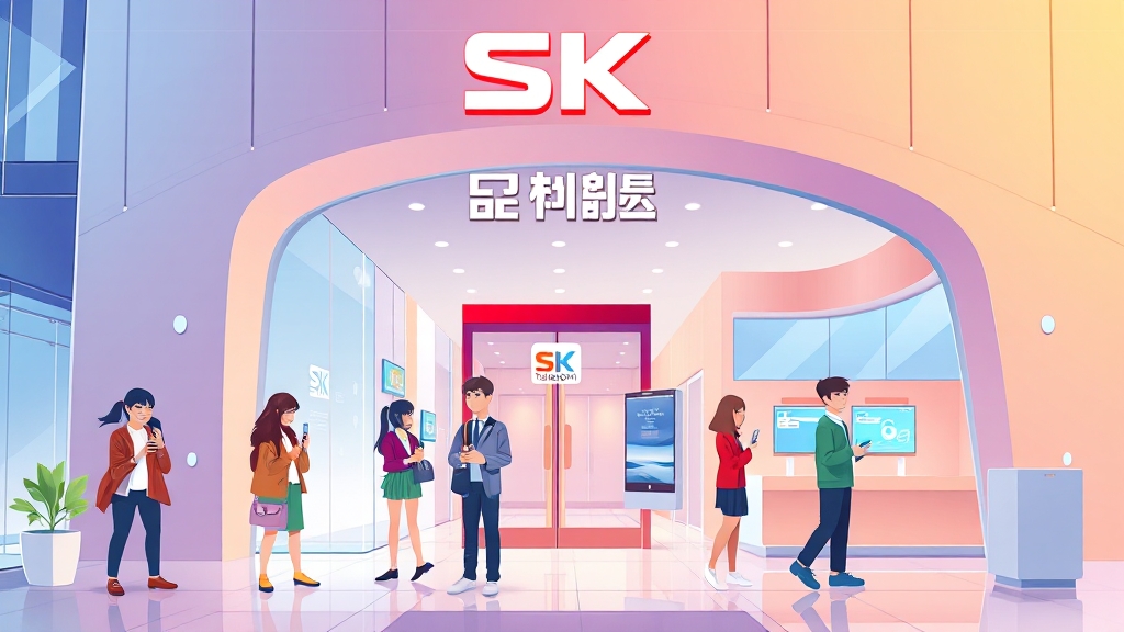SKT 대리점 및 고객센터 정보 (cartoon 스타일)